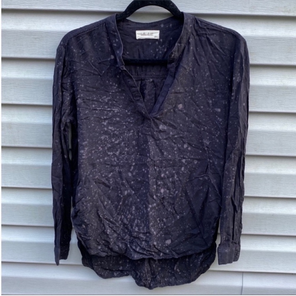 Bella Dahl Long Sleeve Black Pullover Henley Shirt size Extra Small